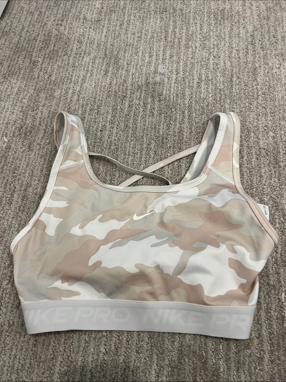 Nike Beige & Light Pink Camo Crossback Sports Bra